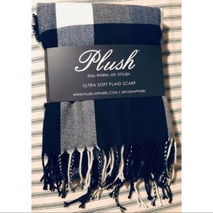 Plush apparel plaid scarf
